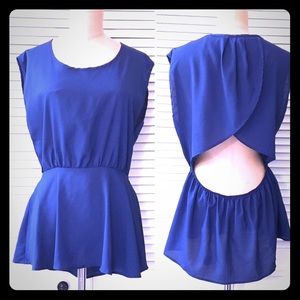 Peaches N Cream Blue Peplum Top